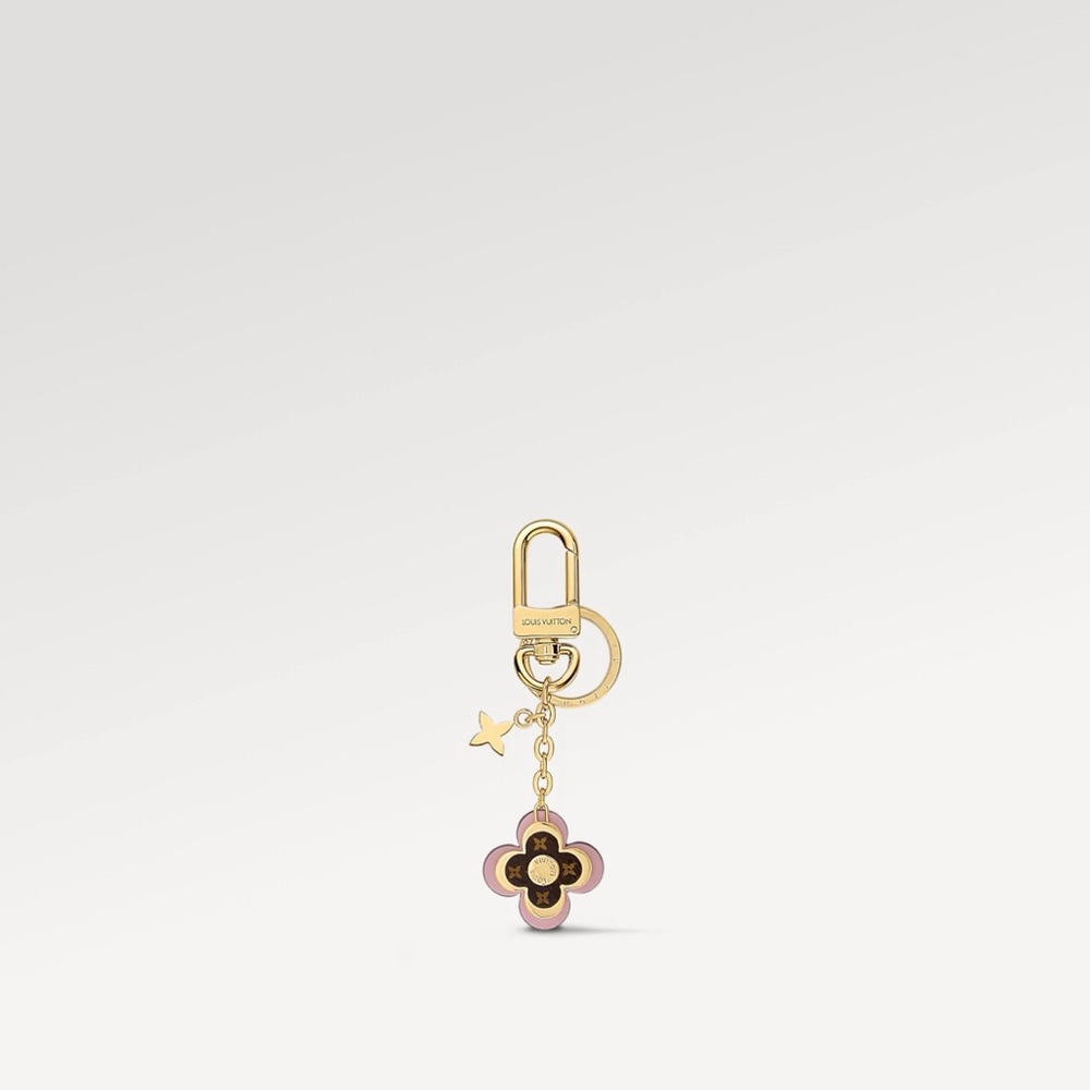 Louis Vuitton Gold and Pink Flower Keychain